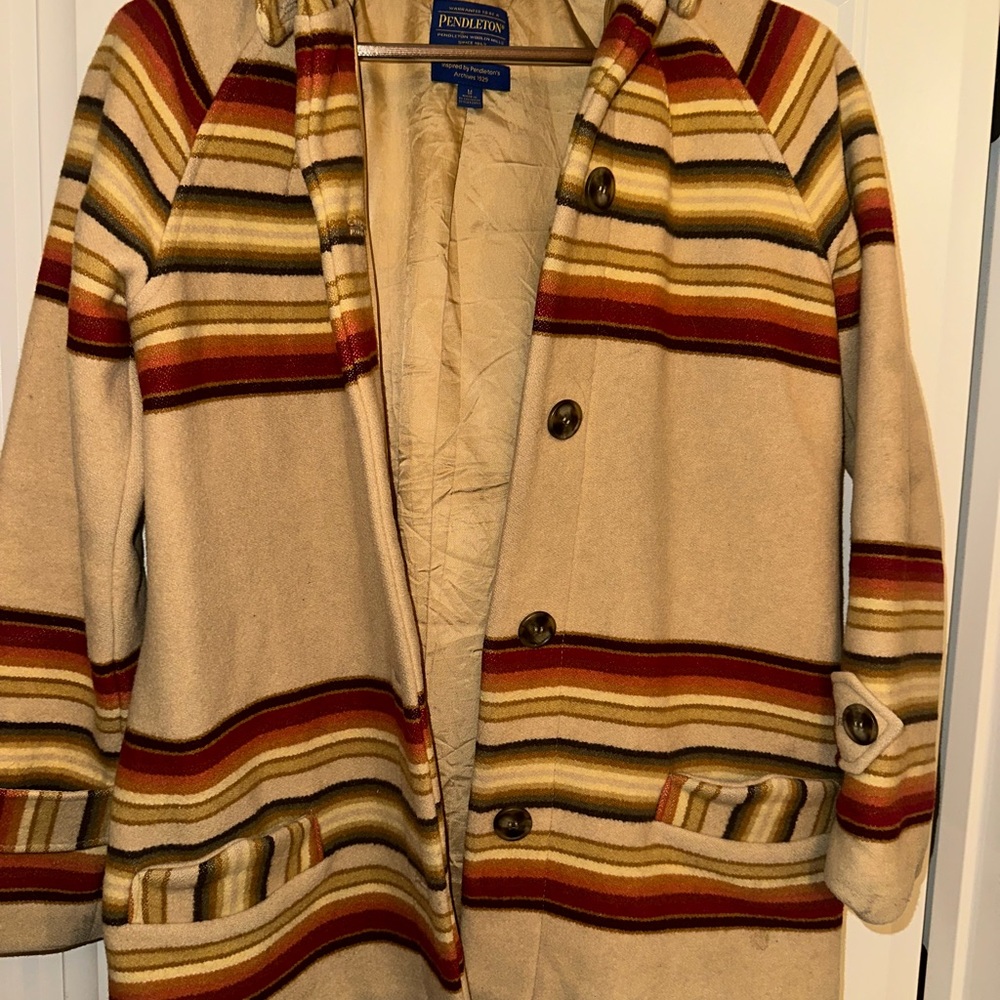 Pendleton Beige Jacket With Multicolor Stripes - image 4